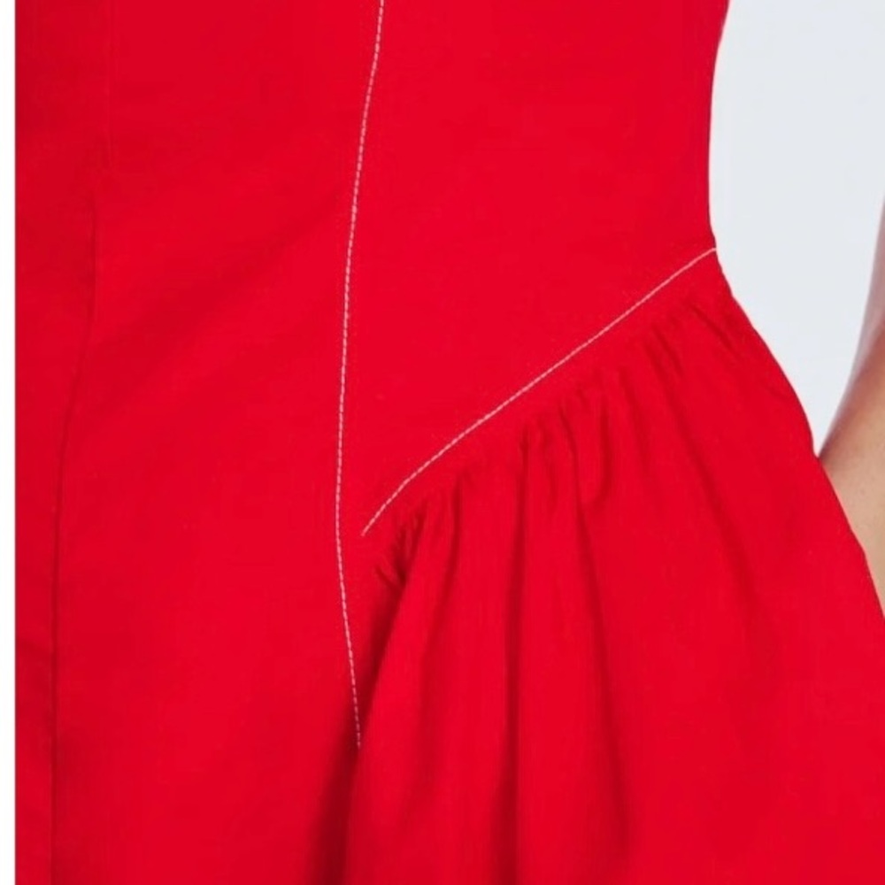 Red Square-Neck Midi Dress - Picture 2 of 4
